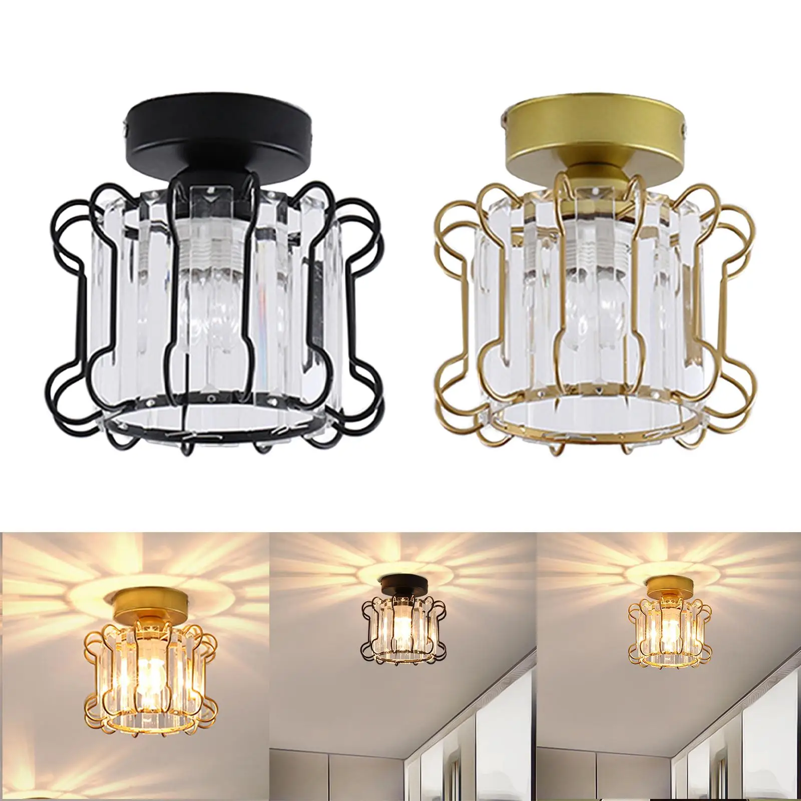 Industrial Crystal Ceiling Light, Metal, Creative Lamp for Aisle Home Decor Home Ligting