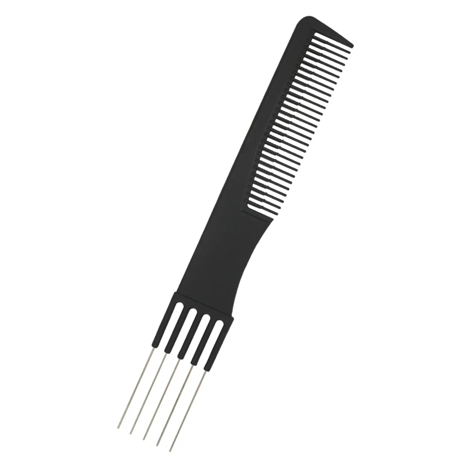 Lift Teasing Comb for All Hair Types with 5 Steel Pins Hair Styling Tools Carbon Comb Gripper Hair Pick for Barber Salon Home