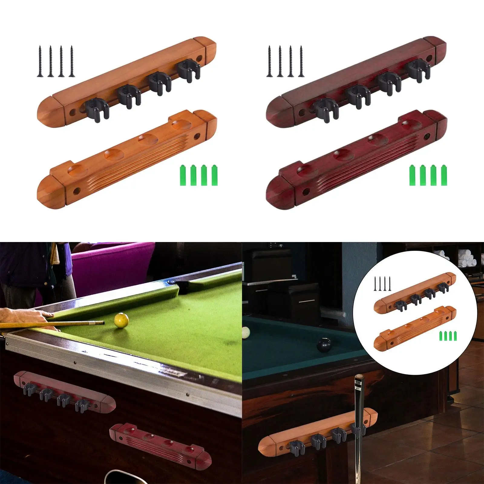 Pool Cue Rack Claw Billiard Rods Holder Billiard Cue Rack with 4 Cue Clips for Billiard Players