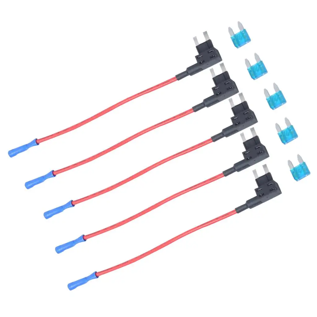 5 Pieces Low Profile Small Blade Fuse Holder with 15A Fuses