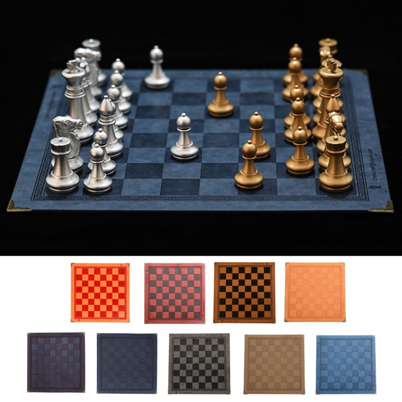 Échiquier Rollable En Similicuir 43x43cm | Jeu D'Échecs Portable | Surface Antidérapante | Voyage & Club