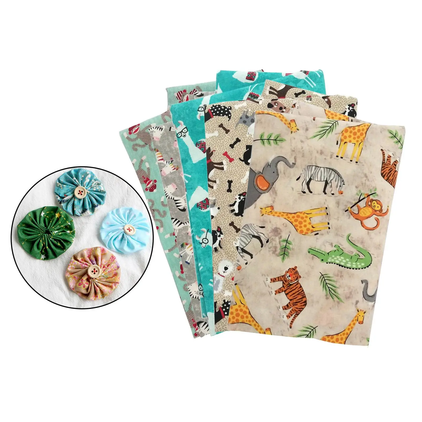 5x  Fabric Bundles Square Sewing Precut Patchwork Printed for DIY  Wreath Doll Dress Apron Quilt Coaster Making