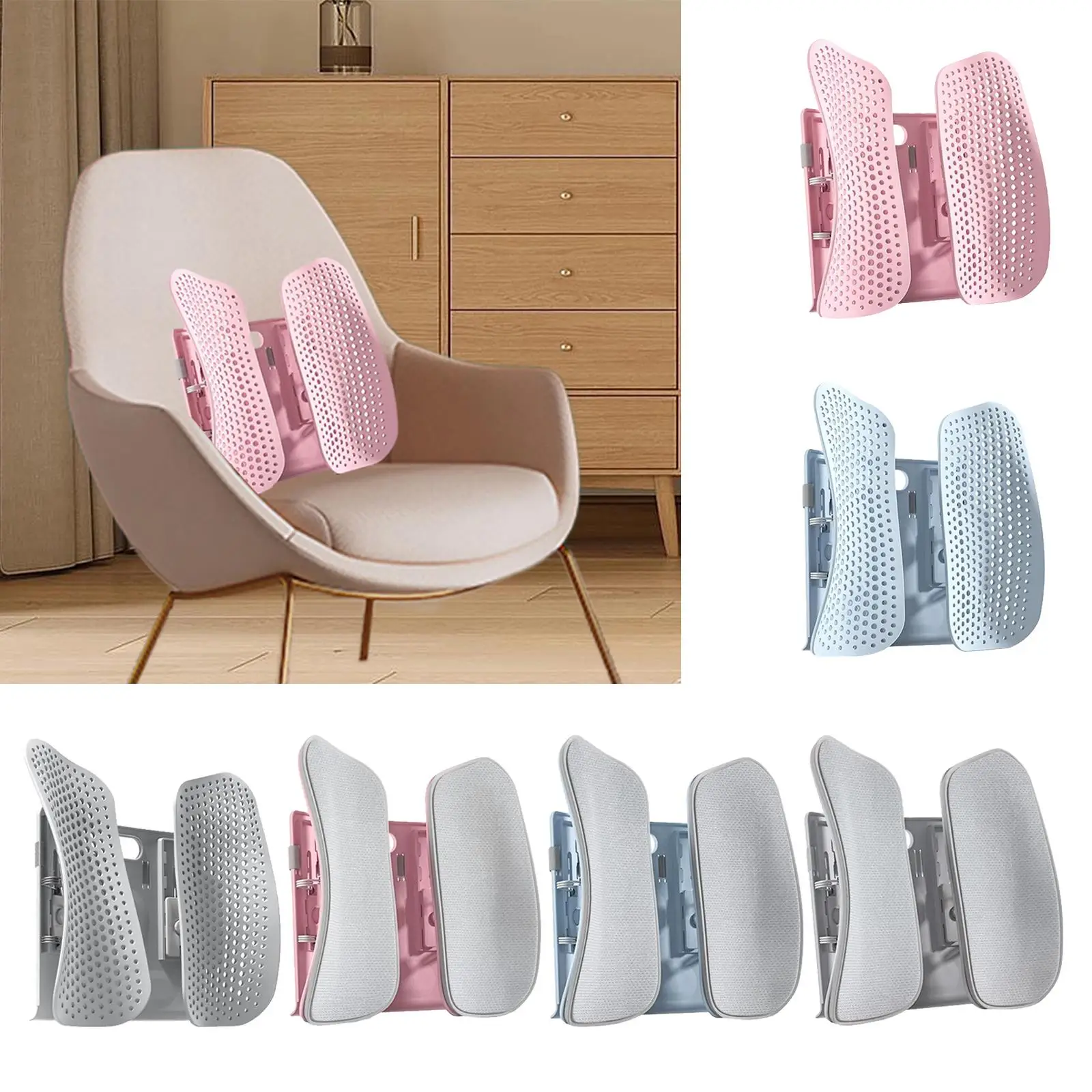 Chair Cushion Washable Nonslip Adjustable Height Chair Pad Desk Chair Back Cushion for Gaming Chair Car Computer Long Sitting