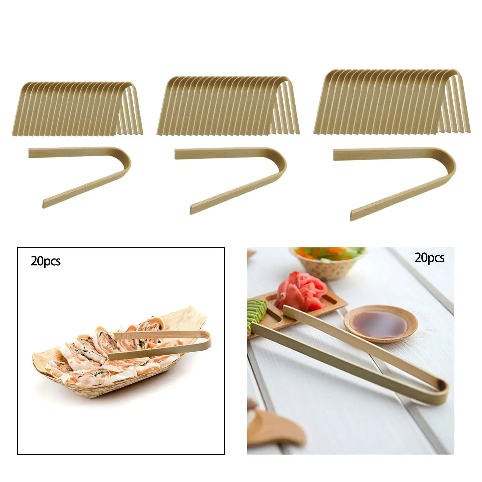 Set of 20 Bamboo Toaster Tongs Multifunctional Tea Clip Food Clips for Bread Bacon