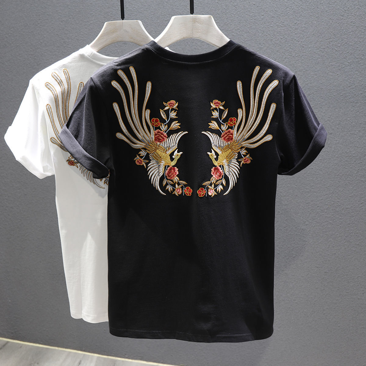 estética phoenix pássaro bordado camisas de algodão material branco topos verão casual gráfico vintage streetwear