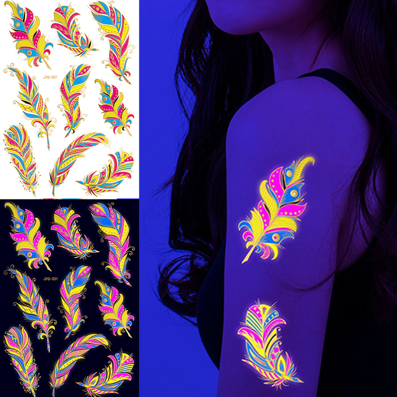 Best of Luminous Temporary Tattoos Stickers Fluorescent Neon In Dark Illuminate Tattoo Elephant / Love Heart Shoulder Tattoo Party Sticker Reviews & Tips - Image 2