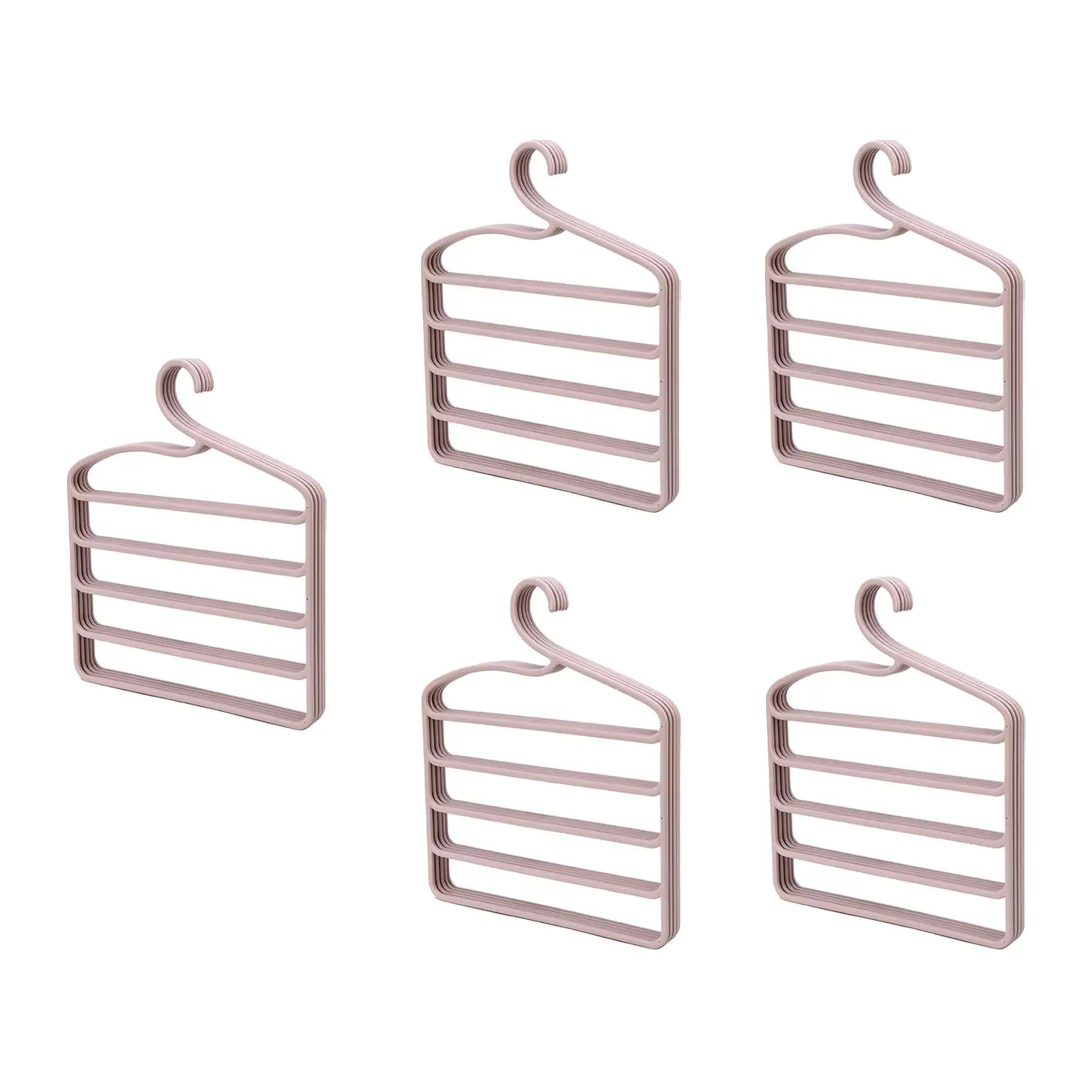 5 Pieces Closet Organizer Multiple Layers Non Slip Pants Rack Shelves Wardrobe Hanger for Skirts Scarf Jeans Trousers Tie Pants