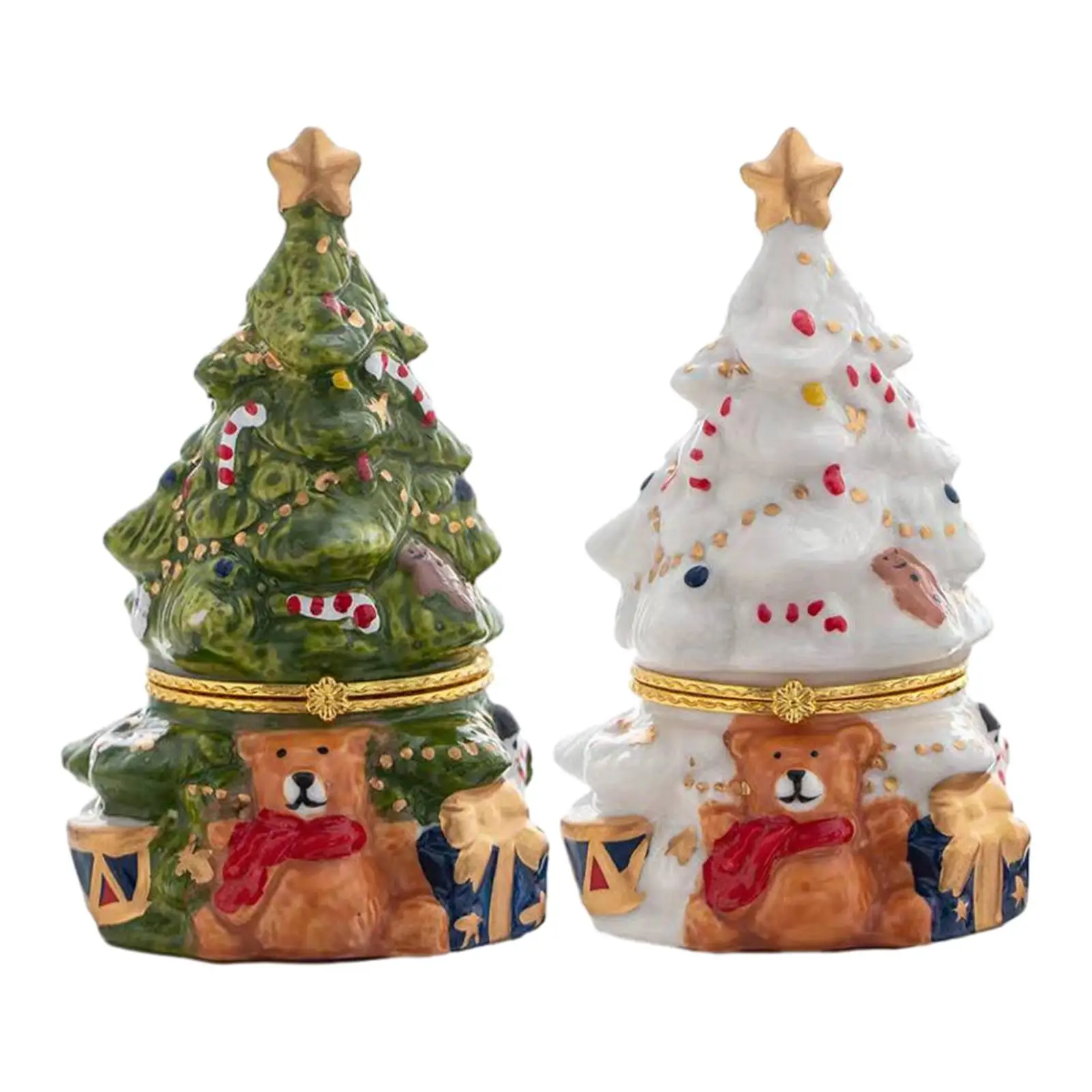 Trinket Box Gift Decorative Christmas Tree Jewelry Storage Box Organizers for Valentine`s Day Bracelet Xmas Necklace Birthday