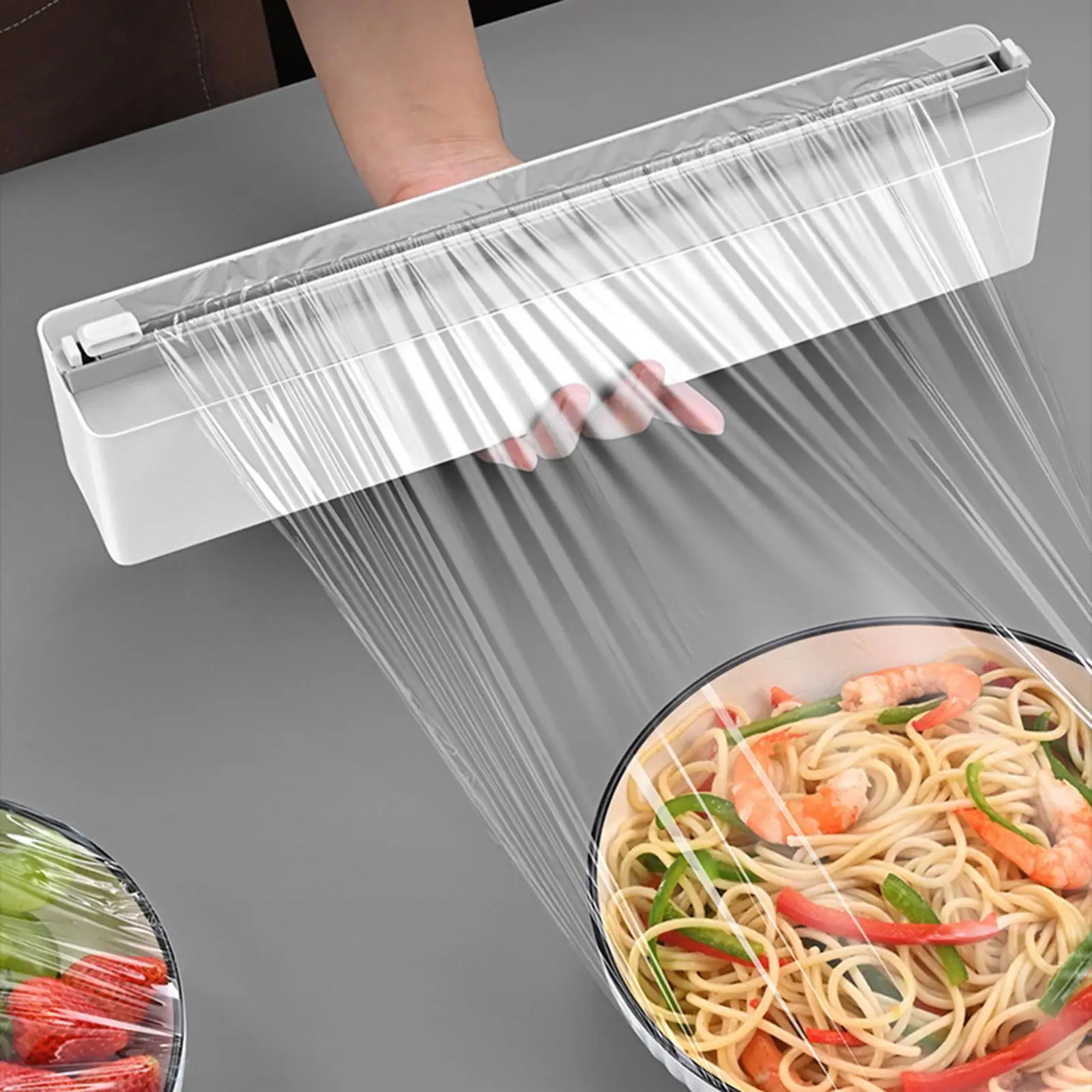 Refillable Cling Film Cutting Box Safety Household Food Wrap Dispenser for Home