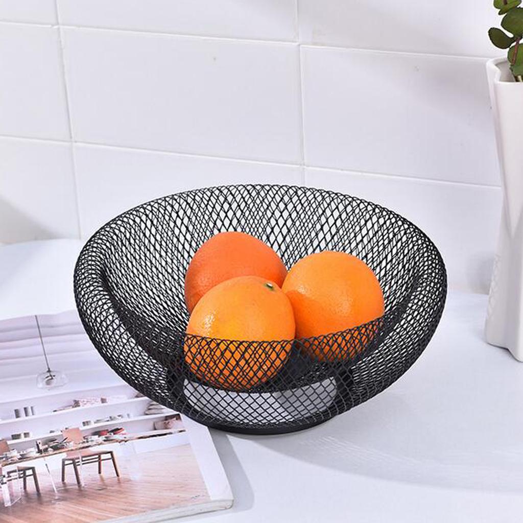 Fruit Basket Round Fruit Basket Metal Fruit Bowl Vegetable Washing Basket Storage for Home Kitchen Restaurant Decor, 25.5x13cm