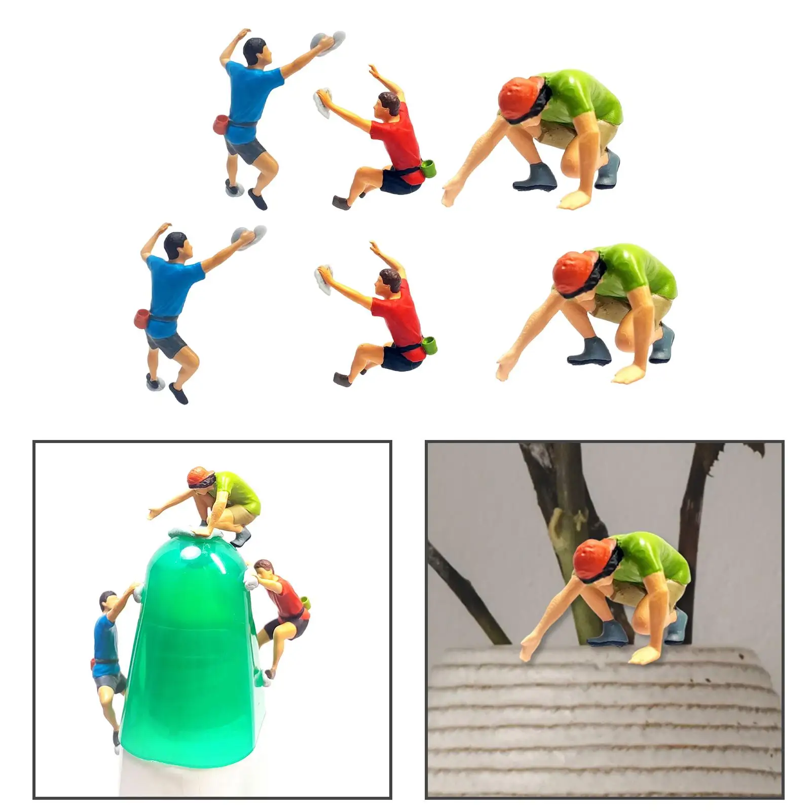 Resin 1/64 Rock Climbing Figures Miniature DIY Projects Micro Landscape Diorama Scenery Fairy Garden Layout Collections Decor