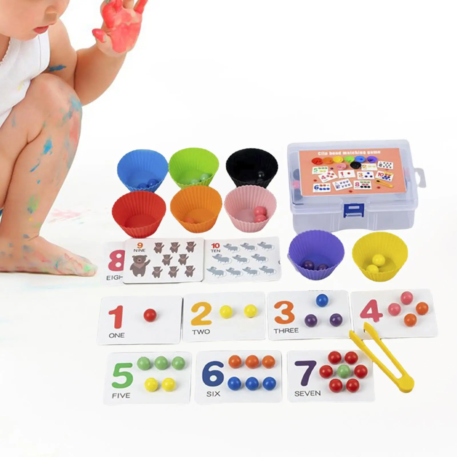 Wooden Peg Board Game Fine Motor Skill Wooden Rainbow Balls in Cups for Kids