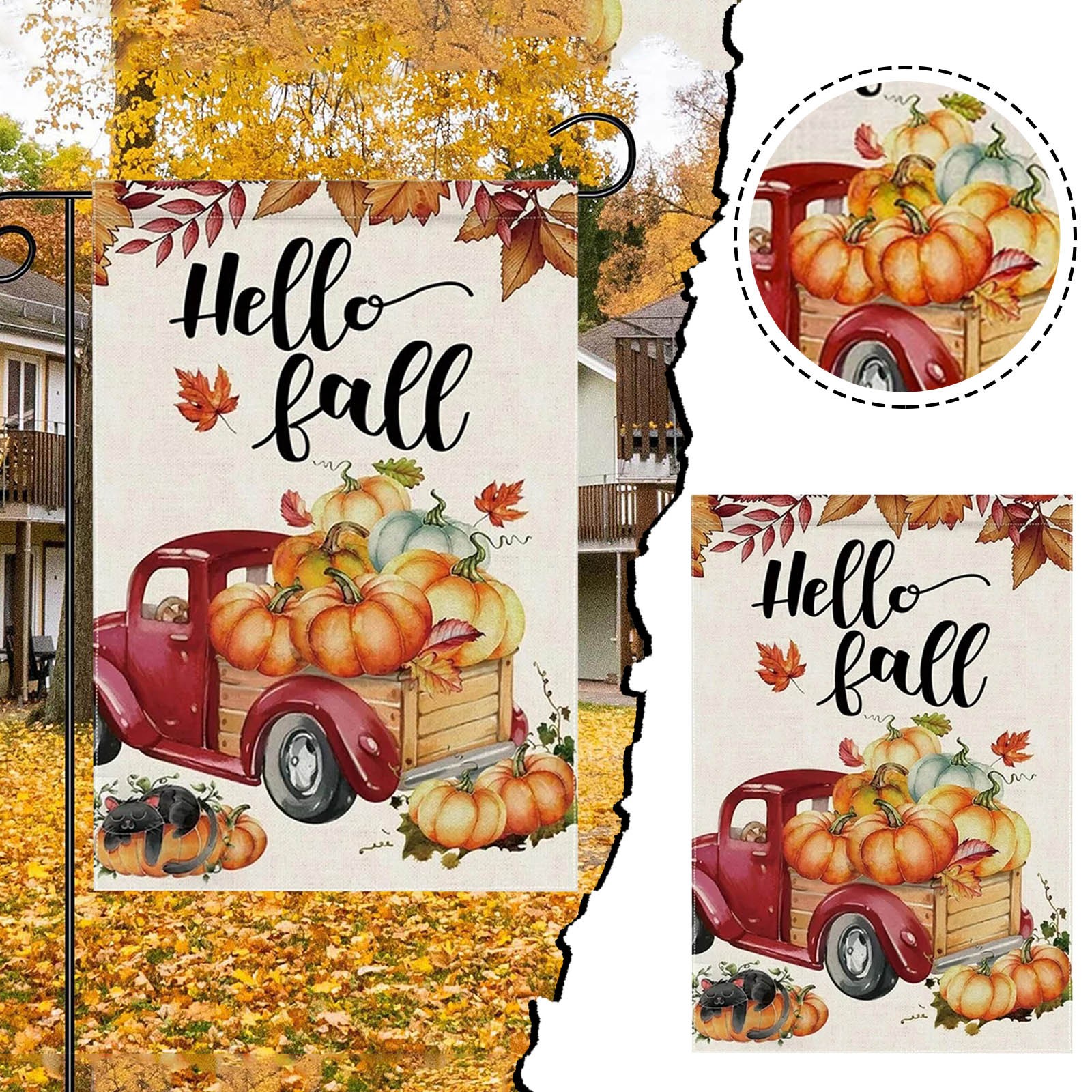 Рисунок с надписью Hello Fall в виде тыквы, красное украшение для  грузовика, двора, дома, флаг, большой сад, Садовый флаг на открытом воздухе  Jardineria | AliExpress