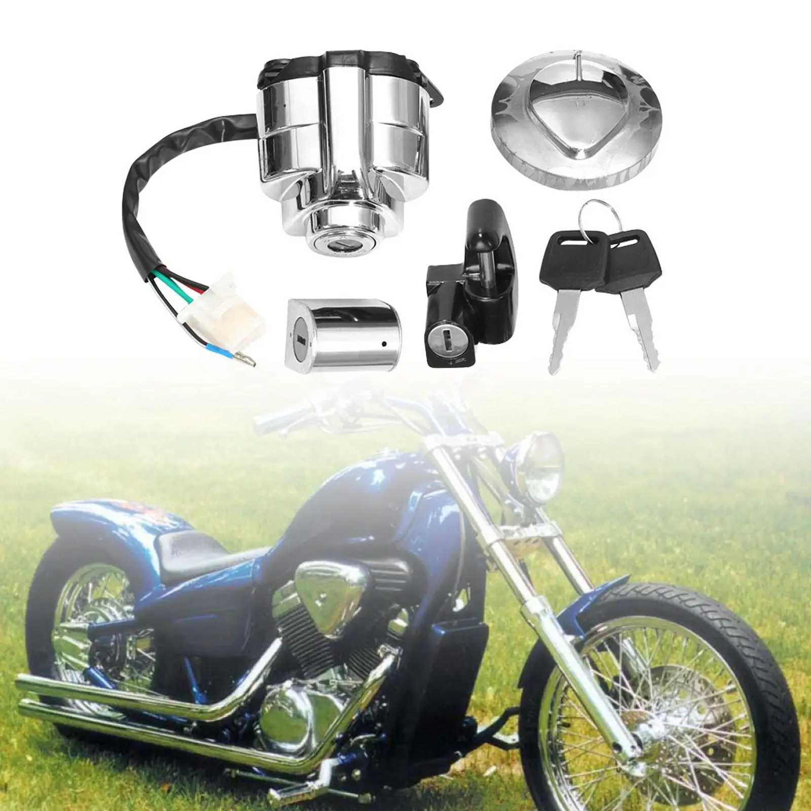Ignition Switch Lock Fuel Gas Cap Key Durable Direct Replaces for Honda Shadow Vlx VT 400 750 600 Easy Installation