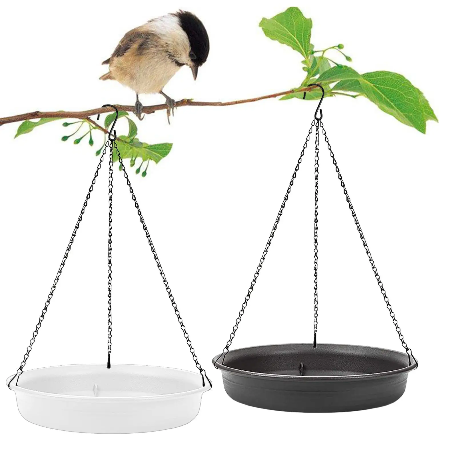 Metal, Hanging Bird Feeder Food Platform, Durable Chains, Seed Tray, for Outdoors Backyard Patio Porch