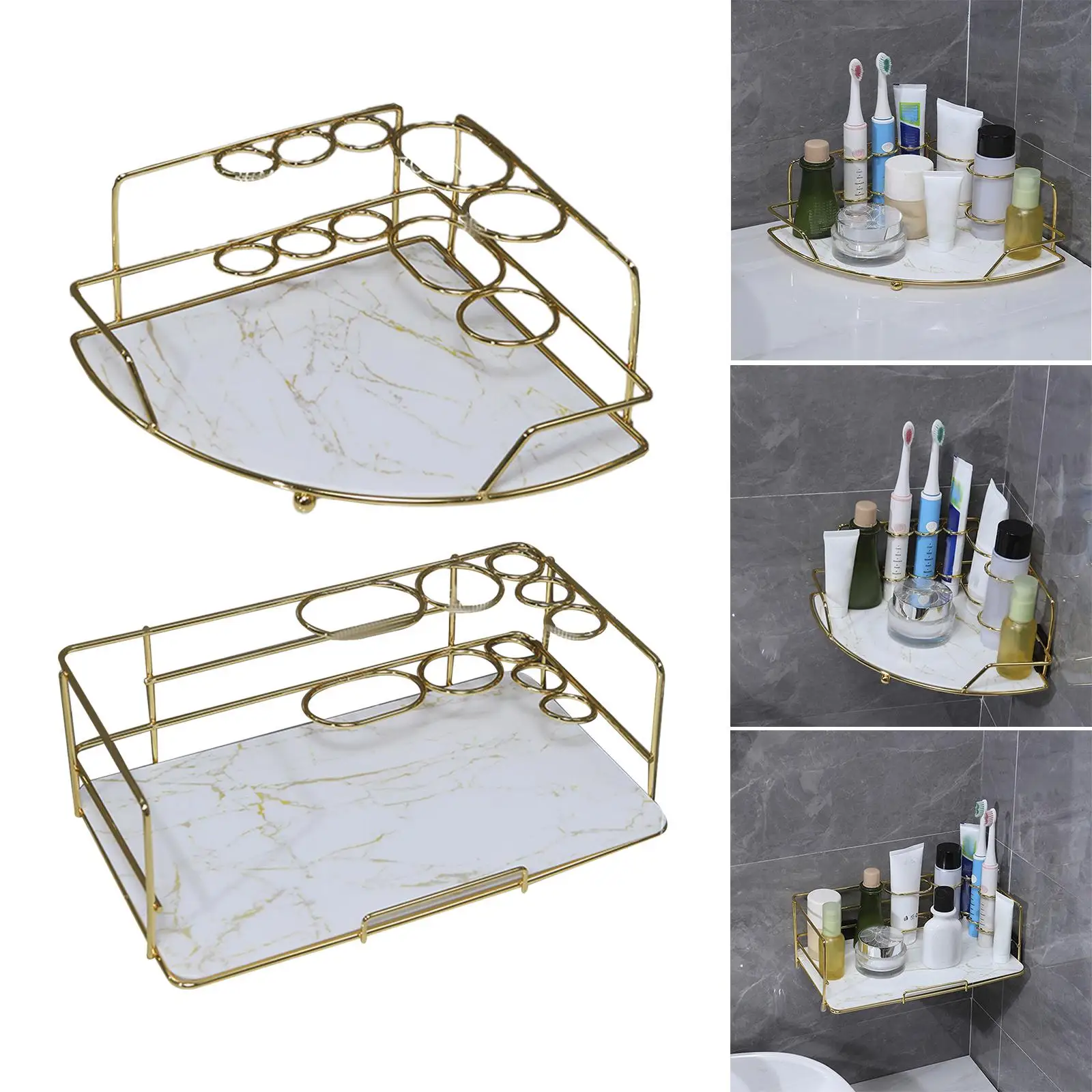 Organizer Multifunctional Large Capacity Freestanding 1 Tier Adjustable Storage Basket for Brushes