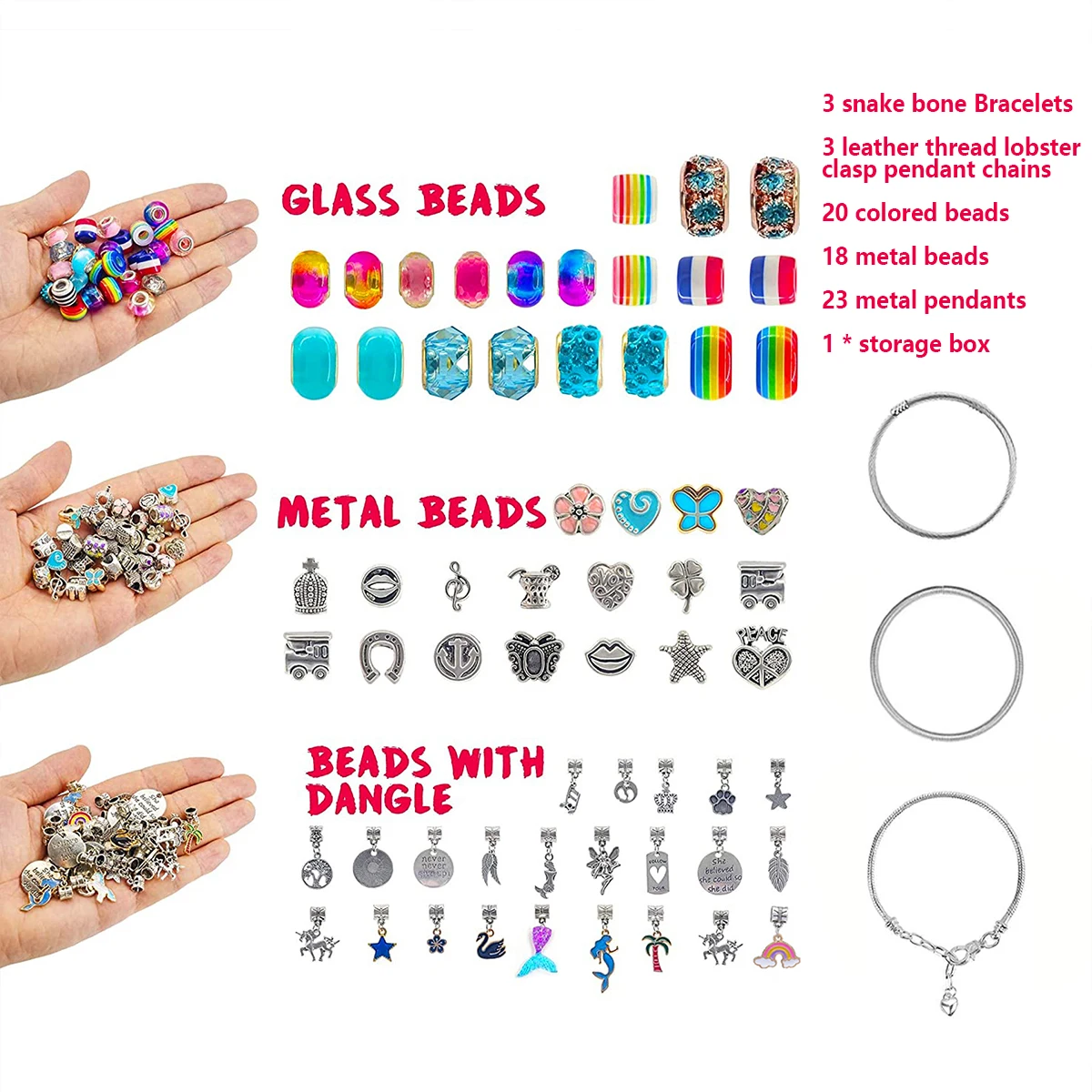 68Pcs Bead Bracelet Making Kit Cute Unicorn Charm Jewelry Durable Jewelry Making Supplies DIY Beads Chain Craft Jewelry Accessor