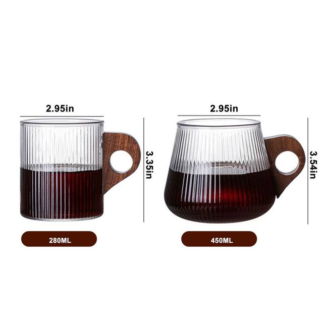 AISTON 11 oz Vintage Ribbed Clear Glass Coffee Mugs- Classic Vertical  Stripes Coffee Cup with Glass …See more AISTON 11 oz Vintage Ribbed Clear  Glass