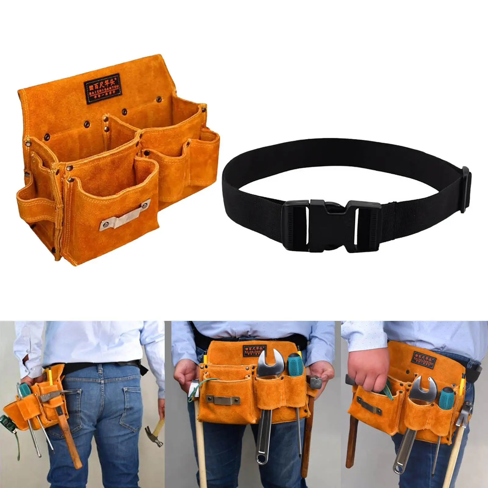 Retro Tool Bag Water Proof Large Capacity Organizer Durable Portable Waist Pack Holder Tool Belt Bag for Electrician Woodworking