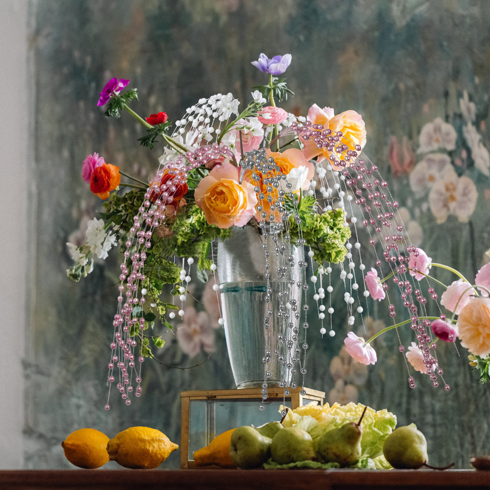 Description Picture 4 of itemGlitter Artificial Flower Christmas Berries Branches Fake Plants DIY Craft Xmas Tree Pendant Party Wedding Floral Arrangements