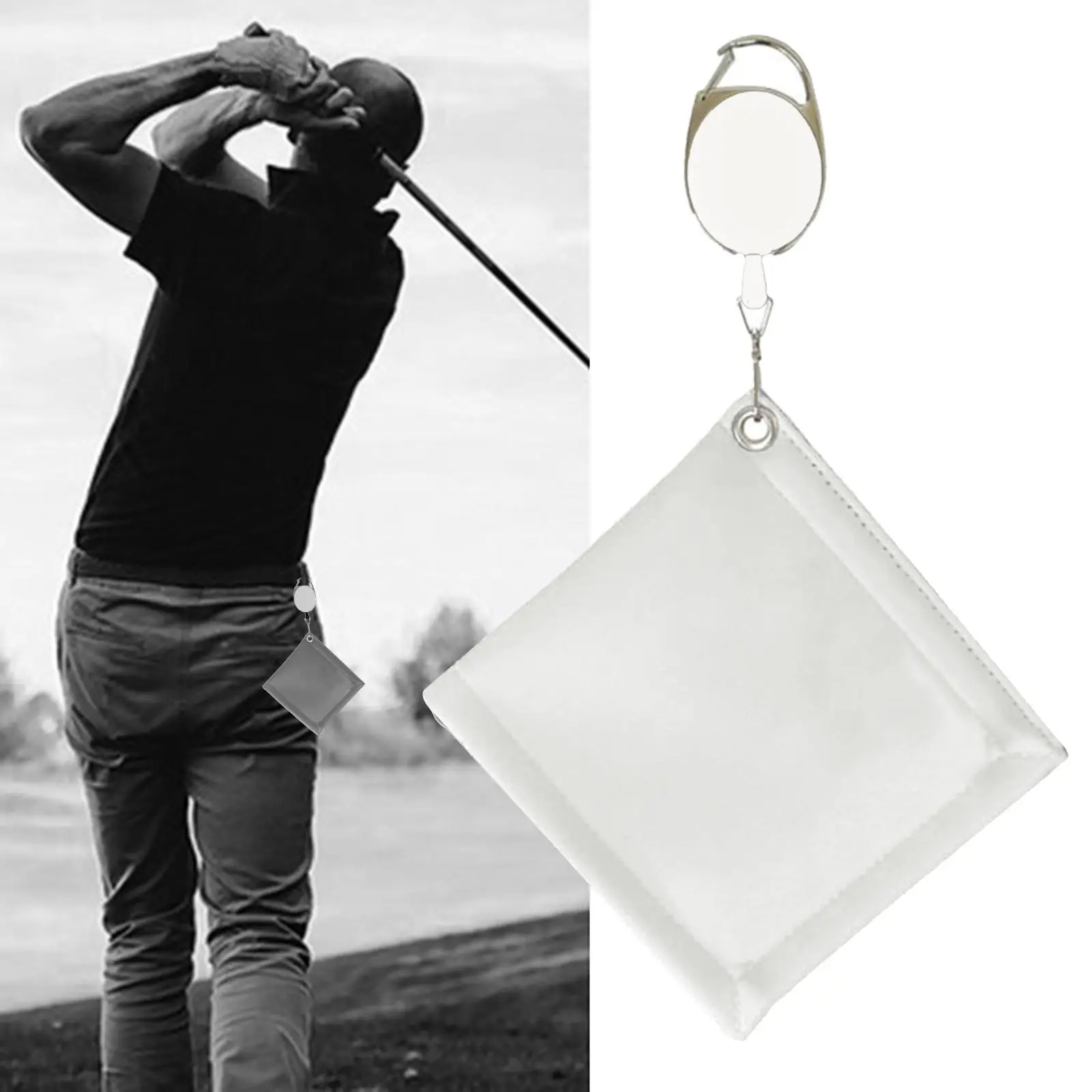 Golf Towel with Carabiner Hook Wiping Cloth Faux Leather for Golfers Outdoor Fitness