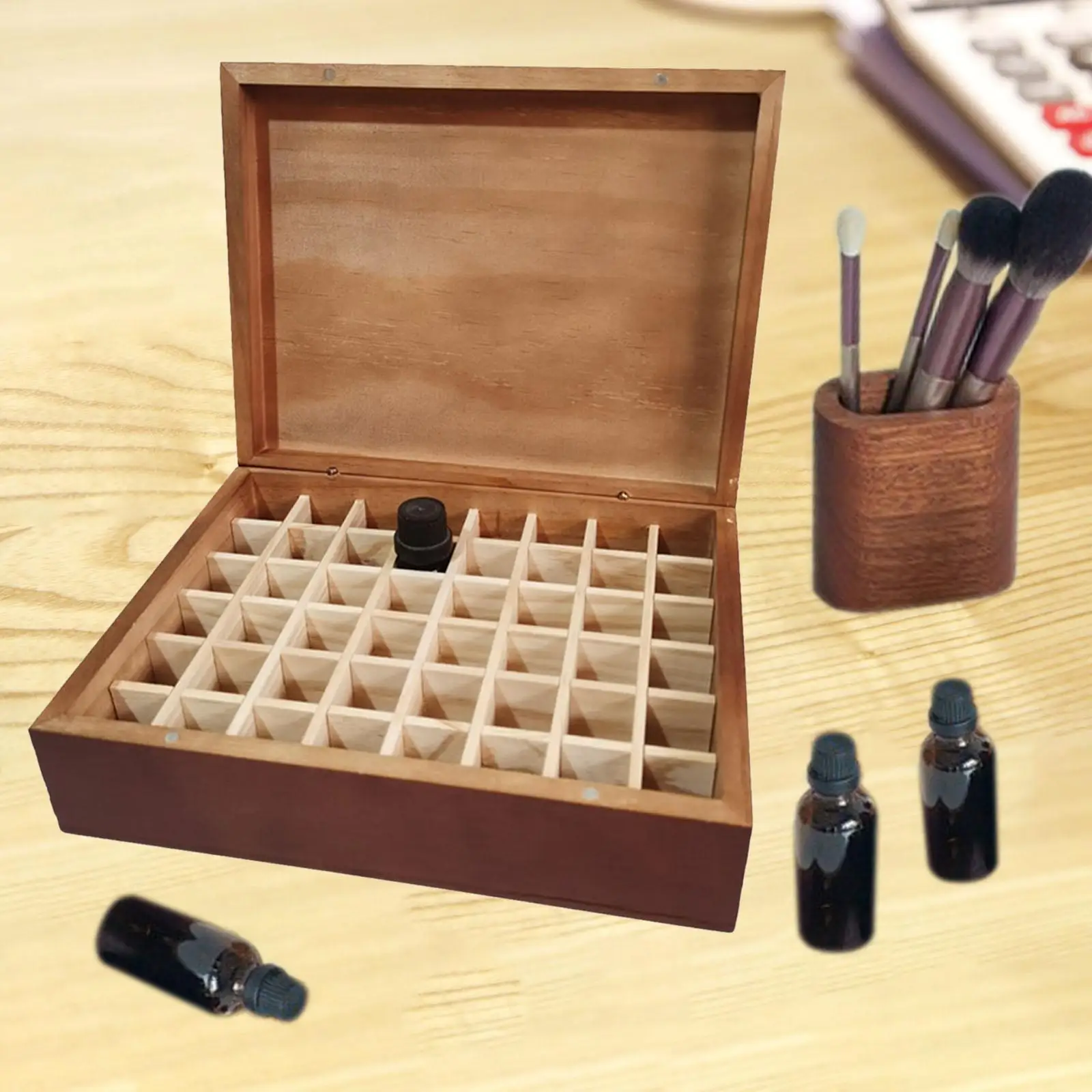 Essential Oil Storage Box 48 Slots 5ml Showing Collection Container Wooden