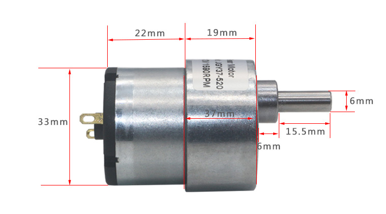 JGB37-520 Gear Motor 37mm 12V DC 7RPM To 960RPM High Torque Gear Box 24V Electric Motor New Gearmotor for Smart Toilets Hoods