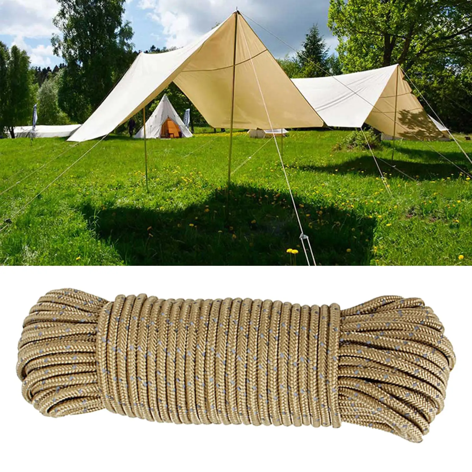 Lightweight Reflective Cord Tent guyline Rope 20M Camping Rope for Backpacking Handle Wraps