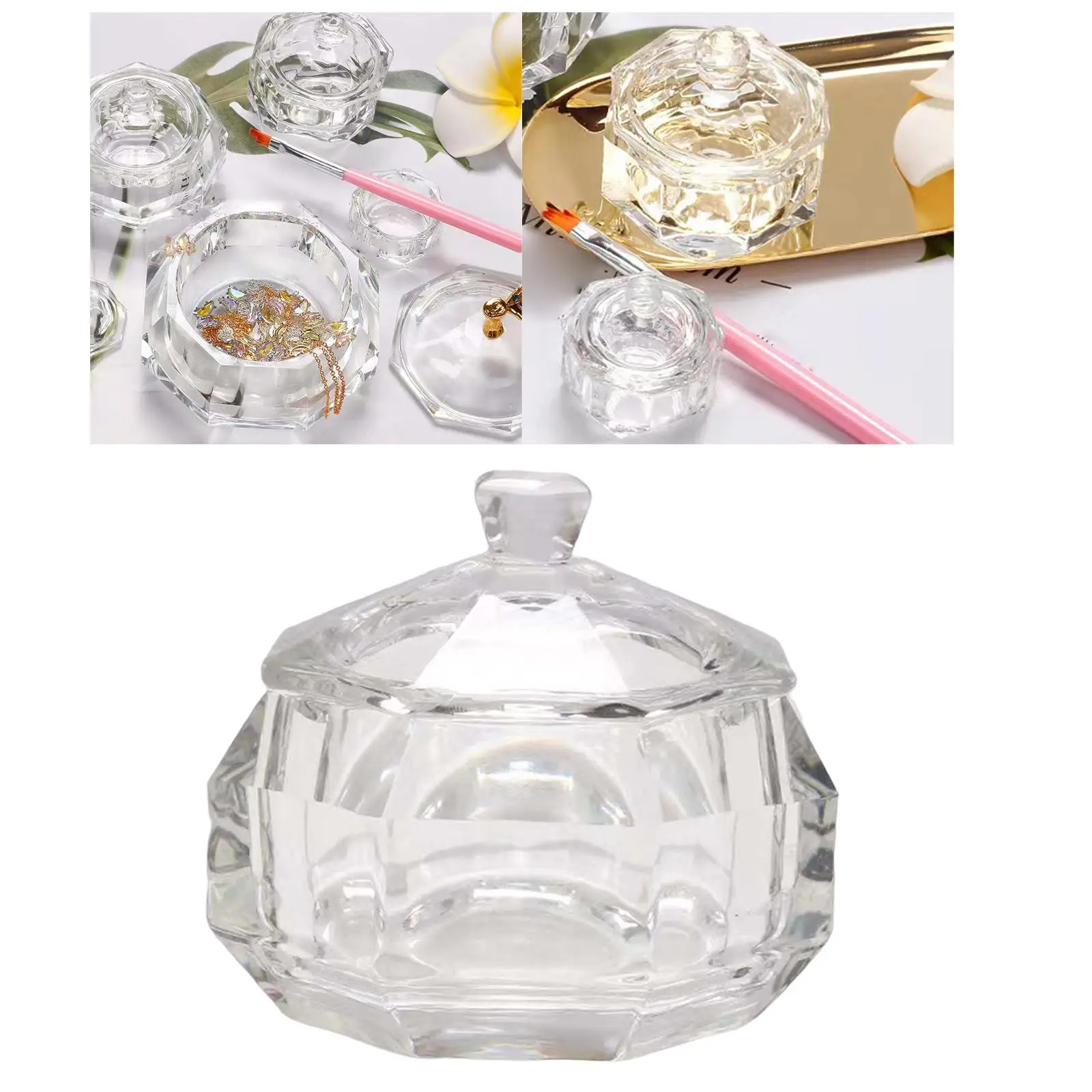 Glass Crystal Cup Nail Art Acrylic Liquid  Dappen Dish Bowl for Mixing Liquid  Nail Washing Nail Salon Professional