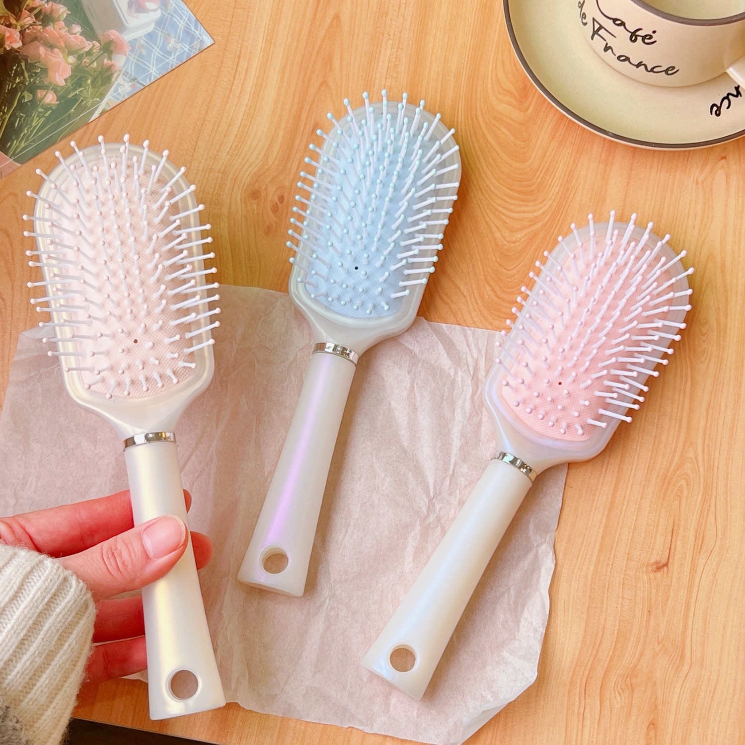 Flauschigen Curling Air Kissen Kamm Anti Statische Massage Haar Pinsel Lockige Detangle Haar Pinsel Frauen Friseur Haar Styling Kamm – Detail 7
