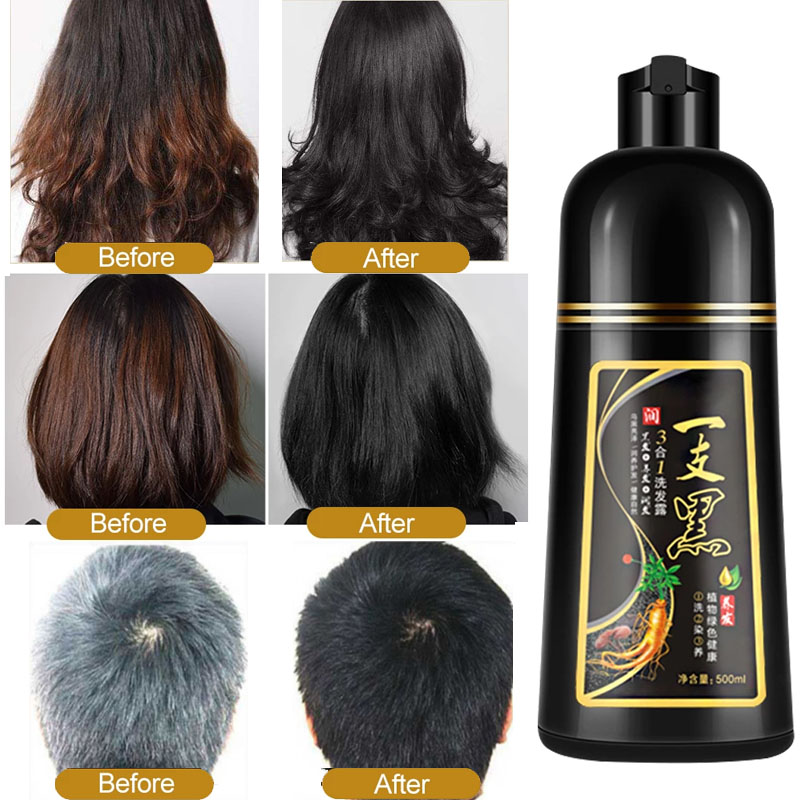 Best of MEIDU 400ML Organic Natural Black Hair Dye Only 30 Minutes Ginseng Extract Black Hair Dye Shampoo For Cover Gray White Hair Reviews & Tips - Image 2