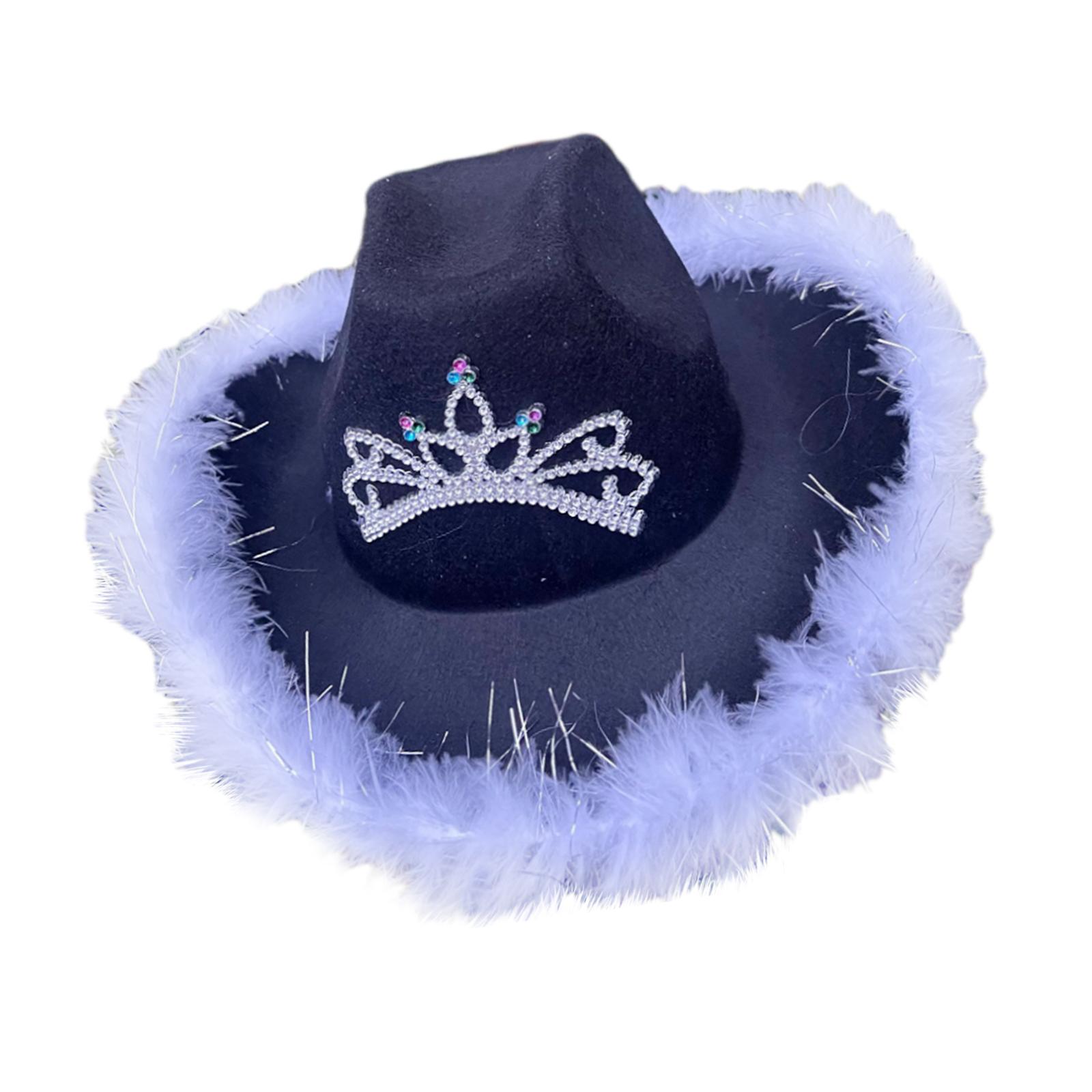 blue fluffy cowgirl hat