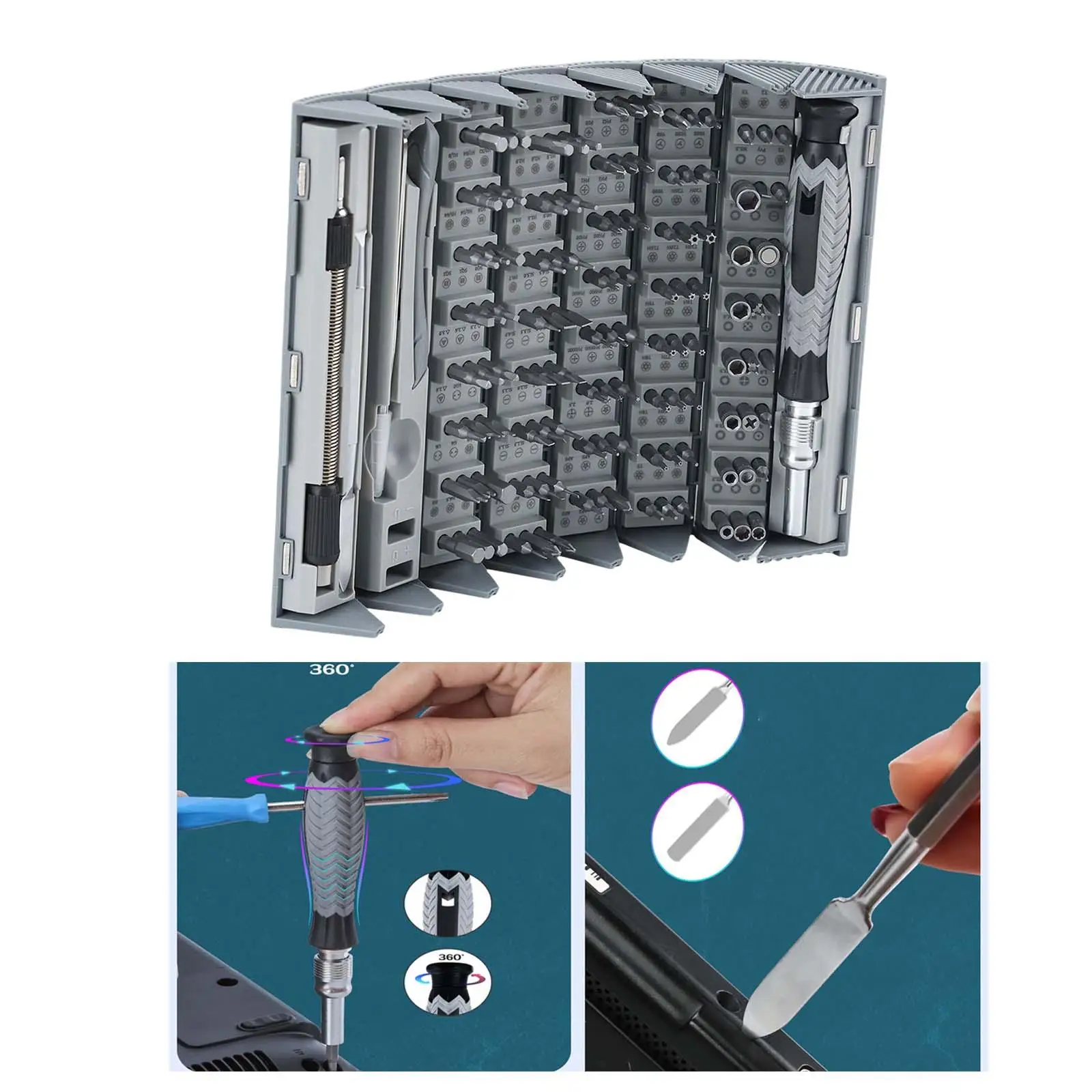 126Pcs Screwdriver Bit with Storage Case Cross Waterproof CR V Manual Screwdriver Kit for Repairing Circuits