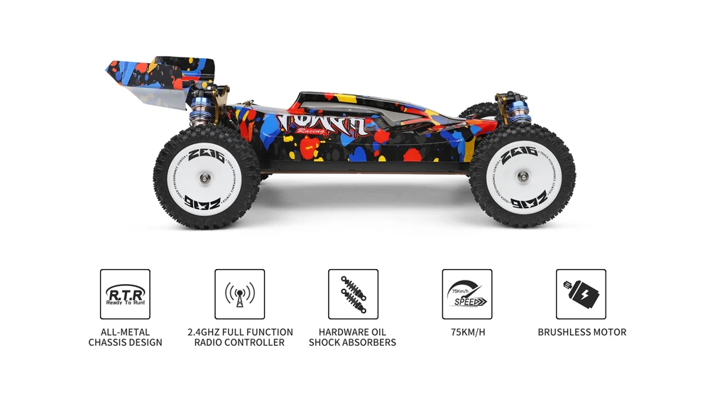 WLtoys 124007 1:12 Electric 4WD Racing Car 75km/h Speed RC Car 2.4G Remote Control Drift Crawler Built-in Mobile Phone Bracket