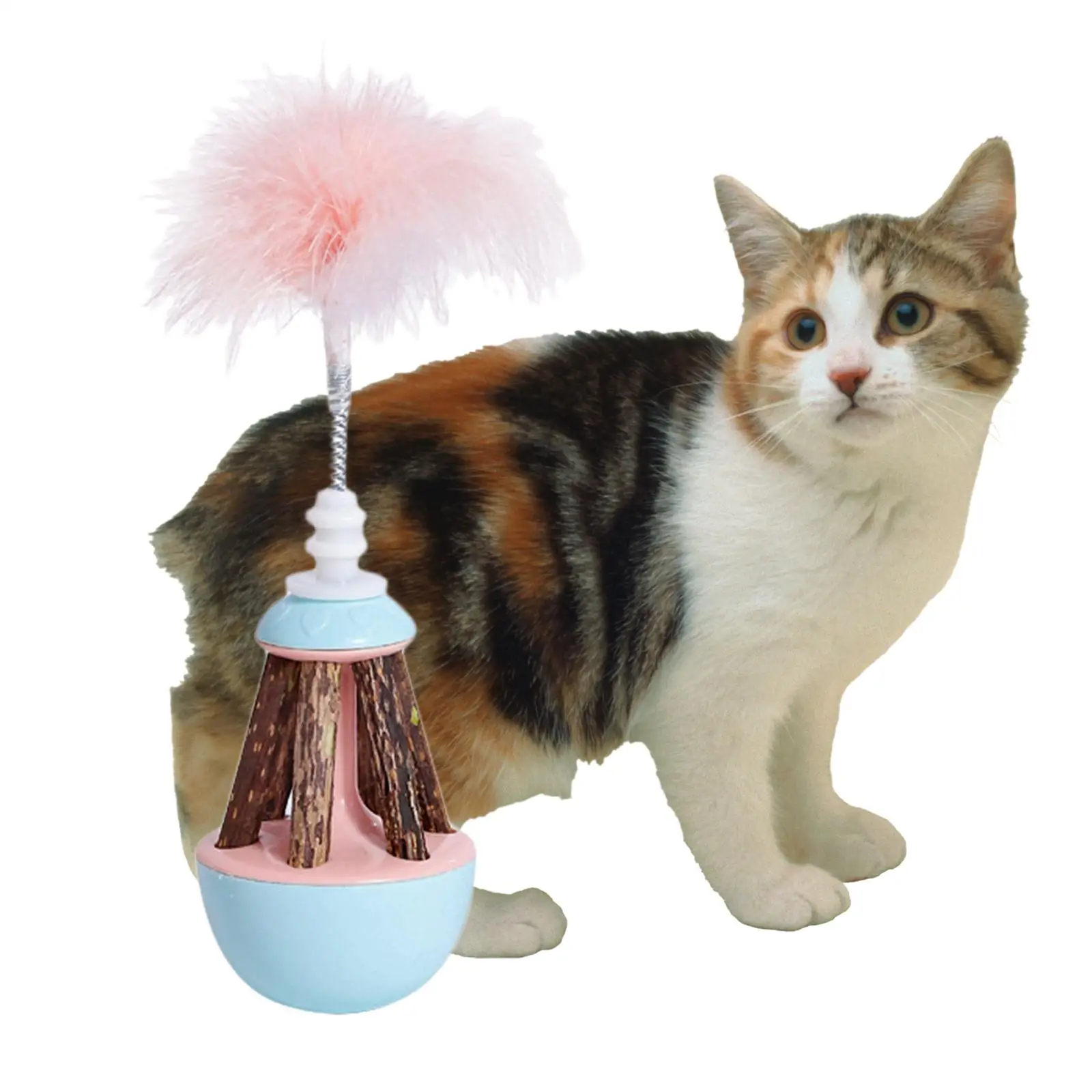 Interactive Cat Toys for Indoor Cats Self Rotating Swing Pet Cat Tumbler Toy Funny Kitten Toys with Feather