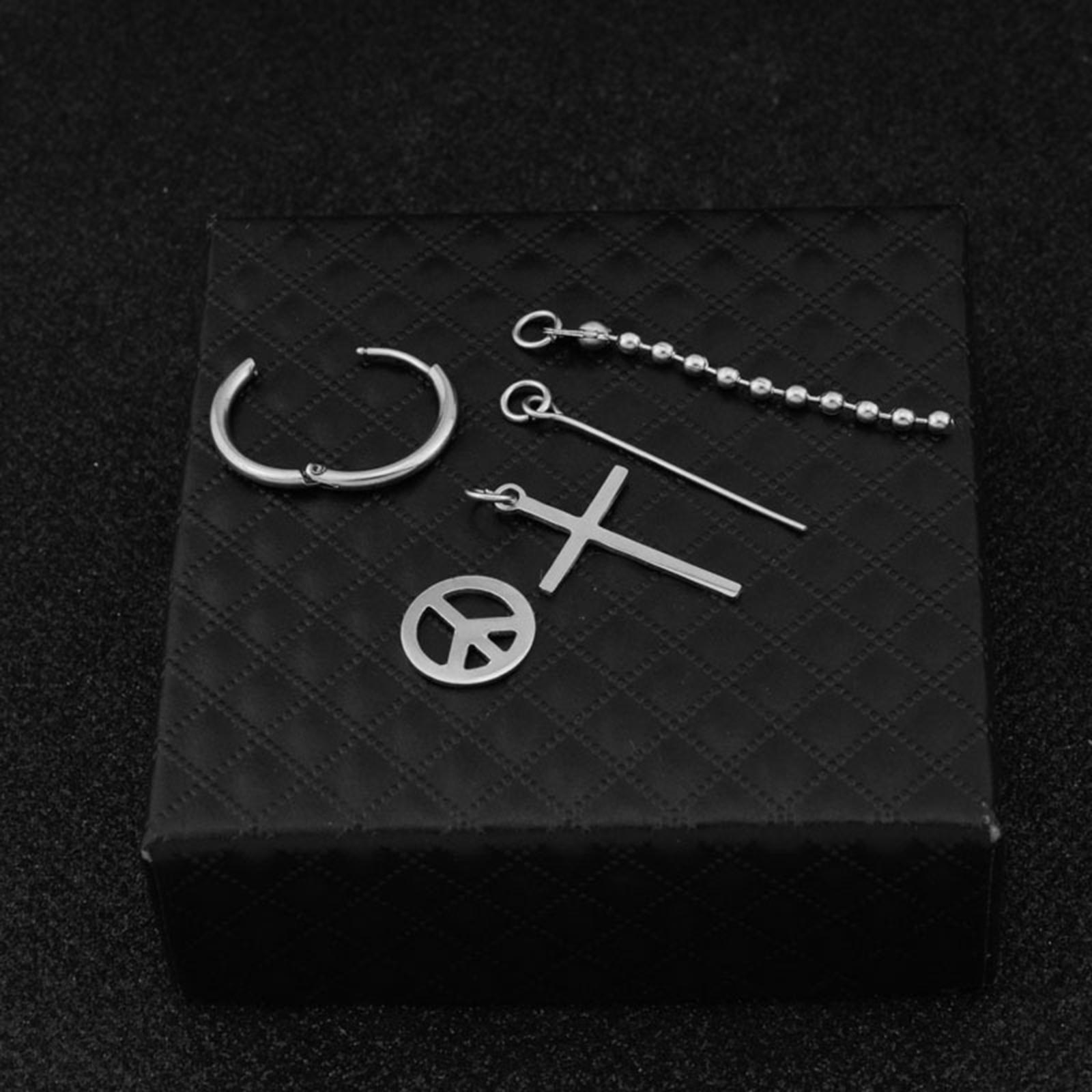 Punk Long Tassel Earring Stainless Steel for Daily Life Film Festival Men