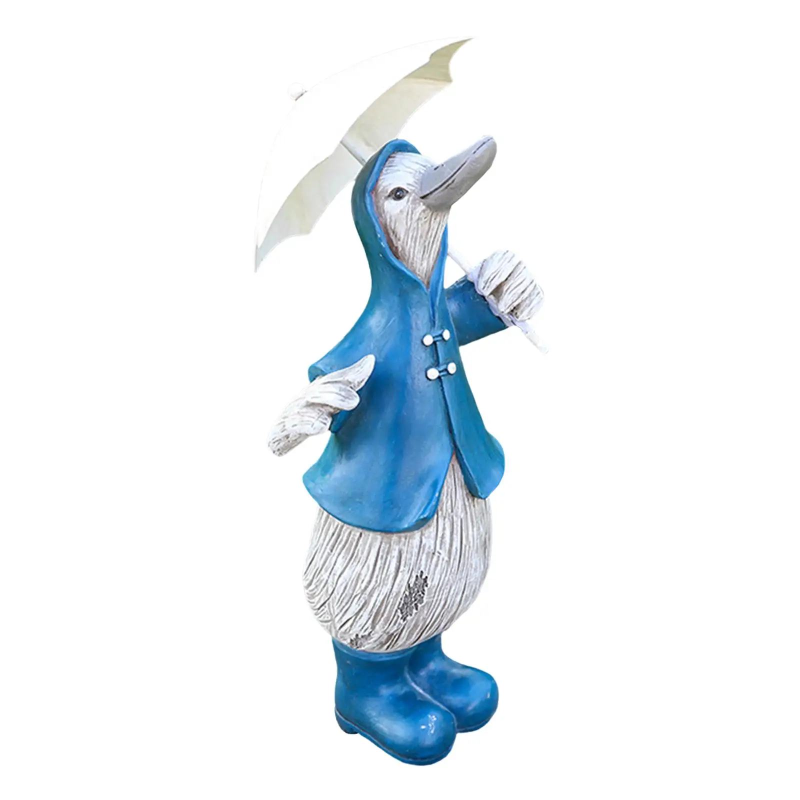 Cute Raincoat Duck Statue Miniature Resin Craft Sculpture Animal Ornament for Outdoor Landscape Yard Patio Decoration