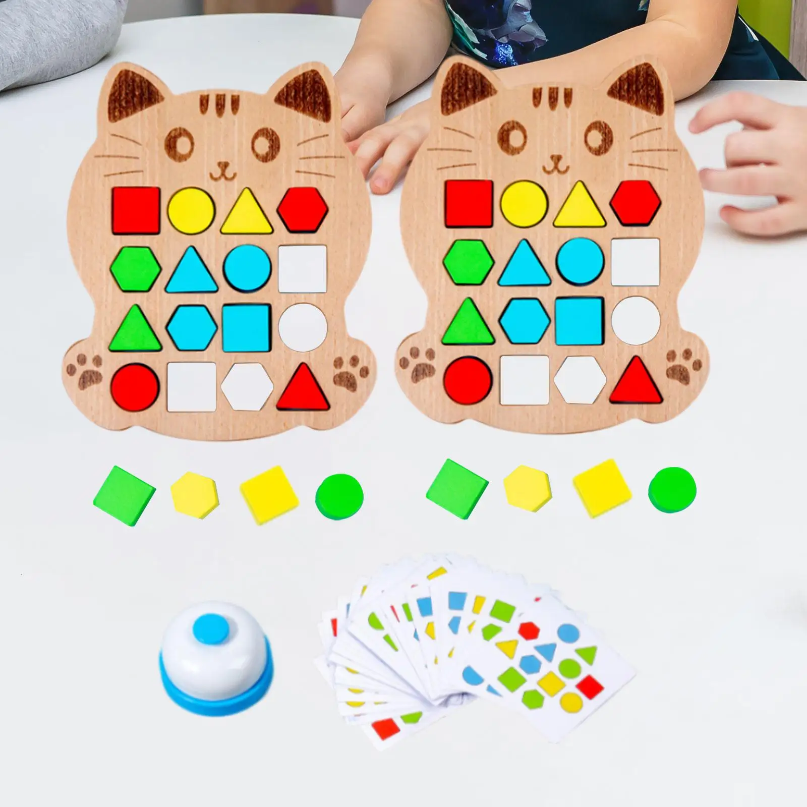 Shape Matching Game Learning Toy, Interactive Battle Game, Geometric Shape Matching Puzzle Game with 15 Cards for Boys Girls