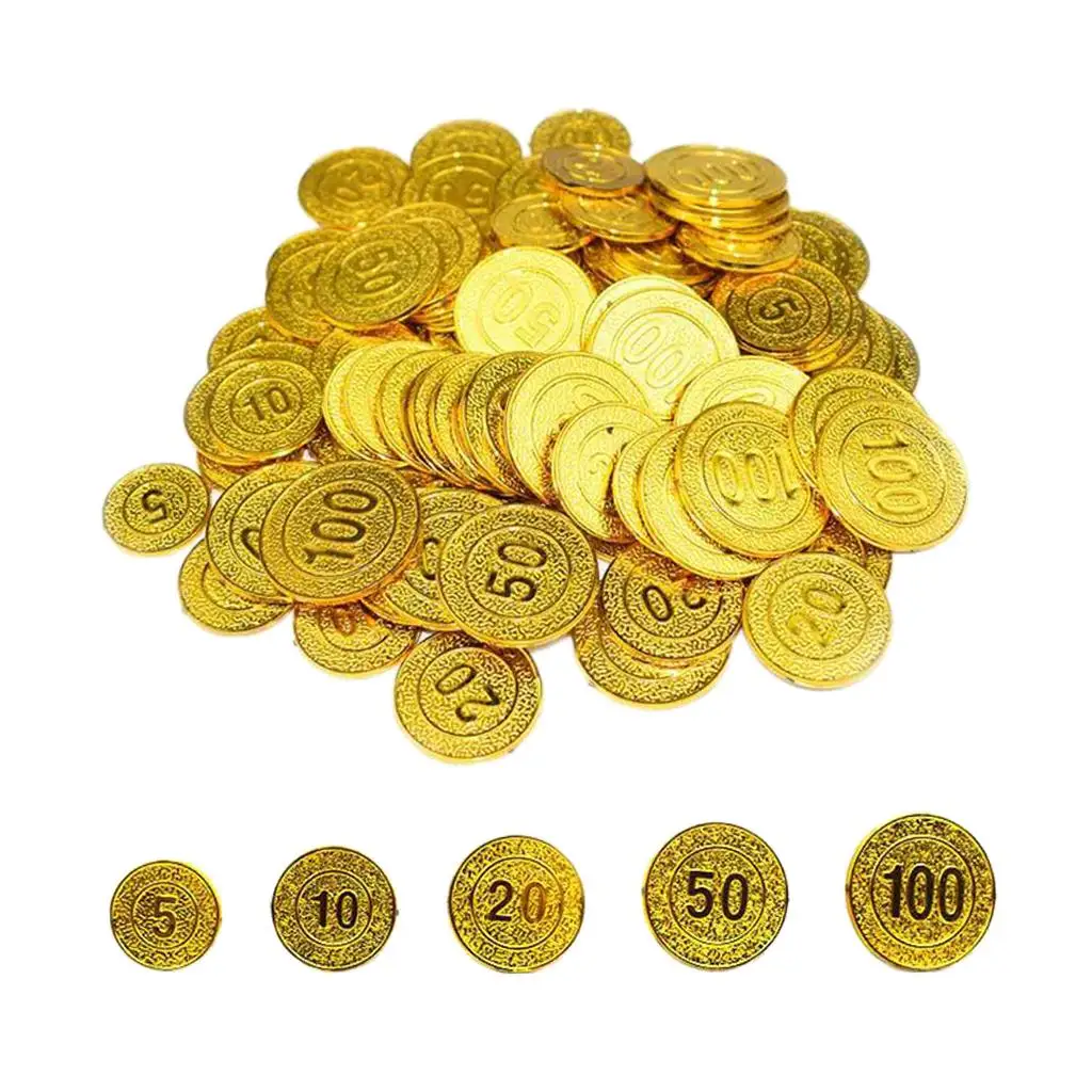 2x 100 Pcs   20 50 100 Double Sided Pirate Coins Photo Props  Game