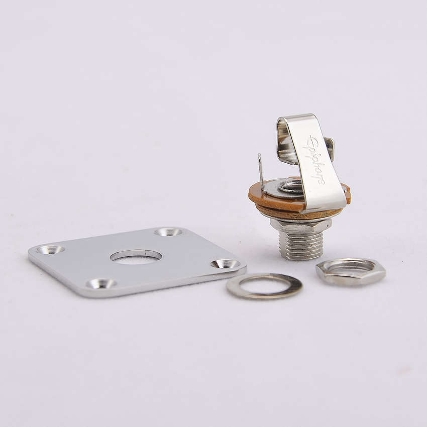 Flat / Curved Stainless Steel Jack Plate( Made in Japan by GOTOH) With Epi Output Jack(made in korea) For Electric Guitar Bass