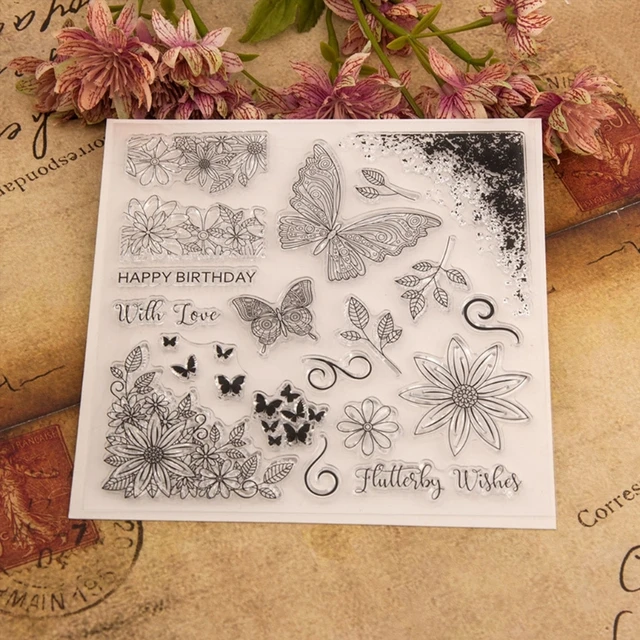 Flower-Leaves Clear Stamps Silicone Stamps for DIY Cards Making