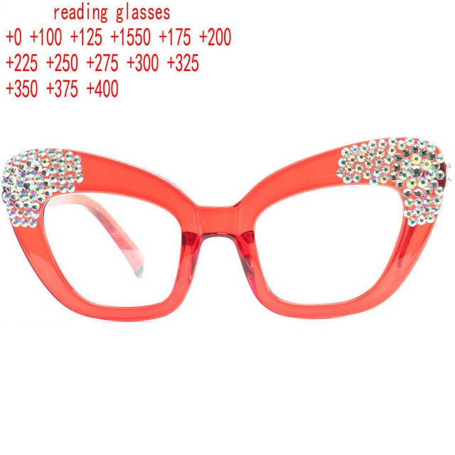 Oversized Cat Eye Bling Reading Glasses Women Shiny Rhinestone Reader Vintage Ladies Anti Blue Light Trendy Computer Reader XN AliExpress 200000297