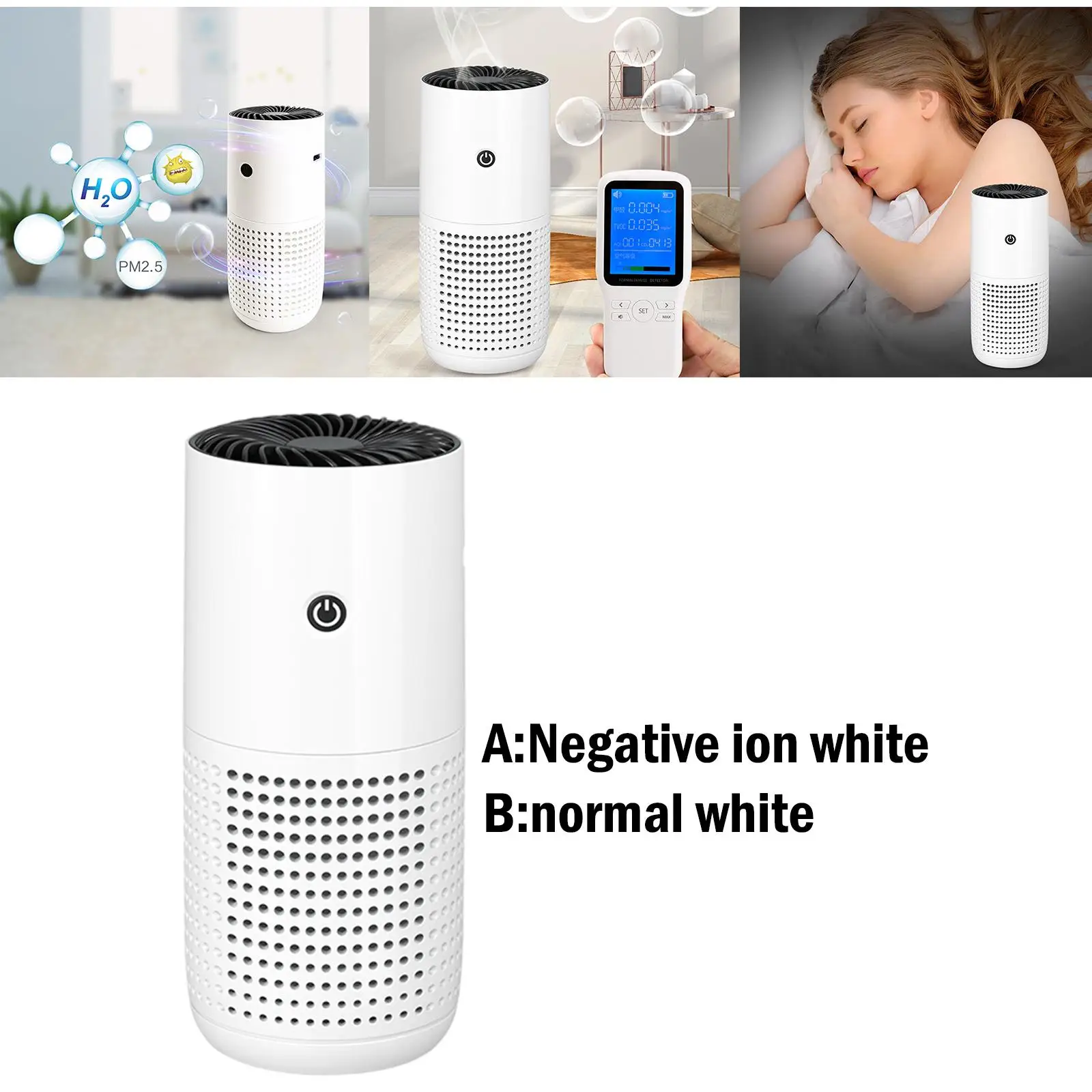 Quiet Car Air Purifier Small USB Rechargeable for Smoke Tabletop Bedroom