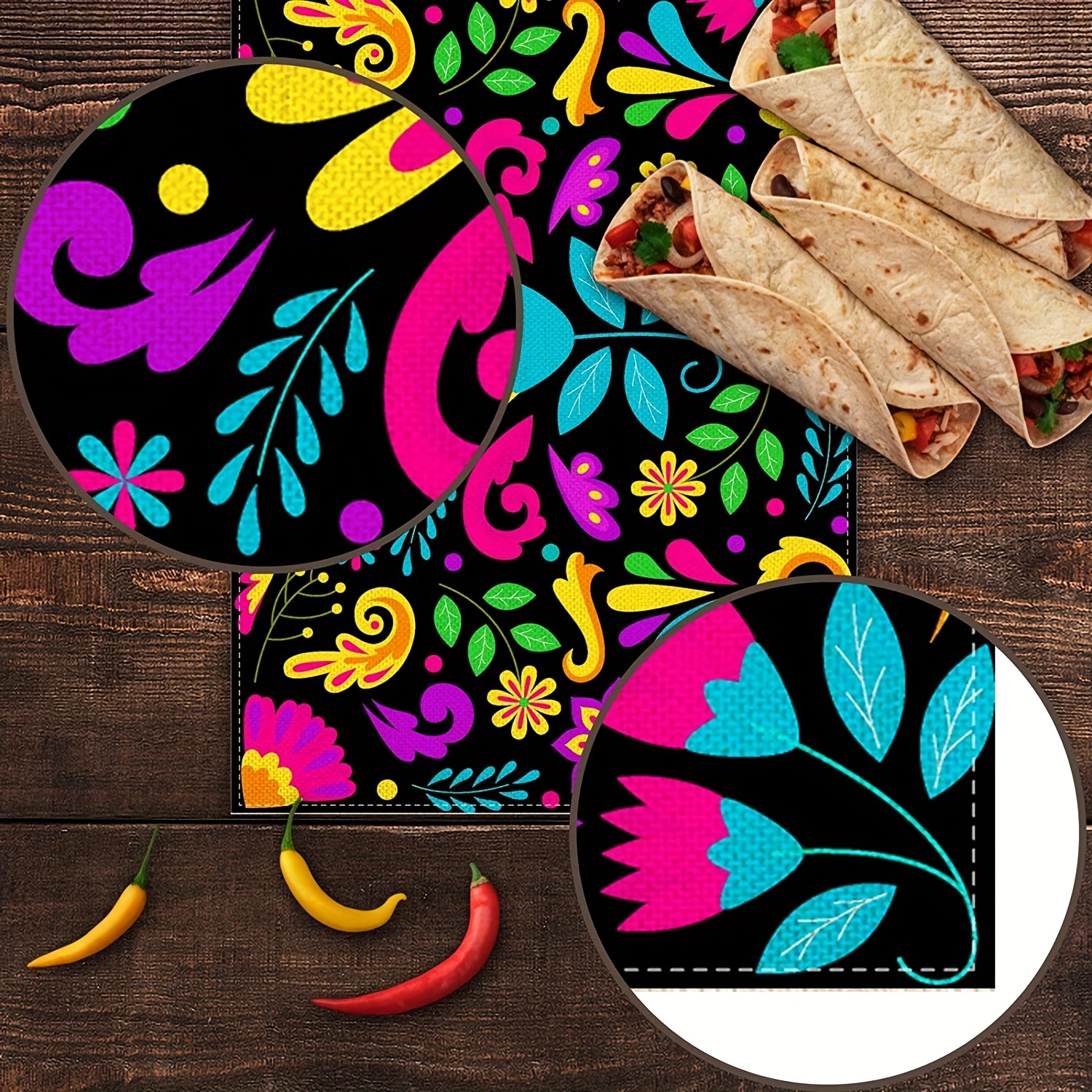 Description Picture 6 of itemMexican Day of The Dead Linen Table Runners Table Decor Washable Dining Table Runners Dia De Los Muertos Dining Decorations