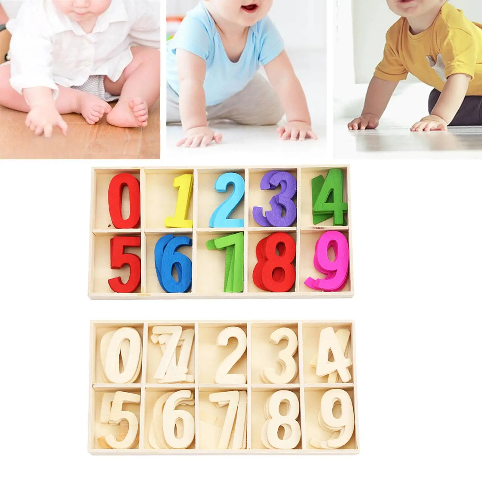 50Pcs Wooden Numbers 0-9 Preschool Educational Tool , Conducive Kids Develop Brain Power