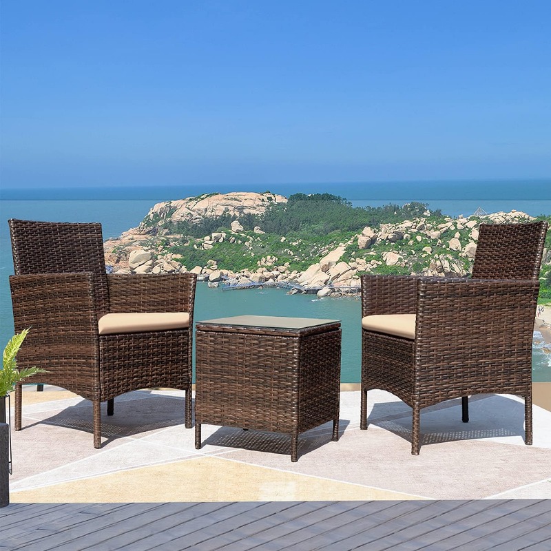 Title 4, Greesum 3 Pieces Patio Furniture PE Rattan Wick...