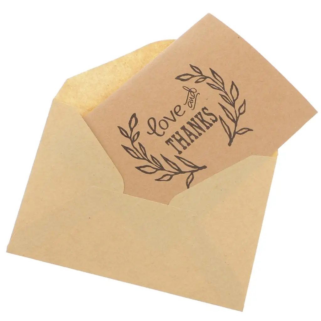Kraft Paper Love and Thanks Cards with Envelopes for Wedding Party Pack of 50