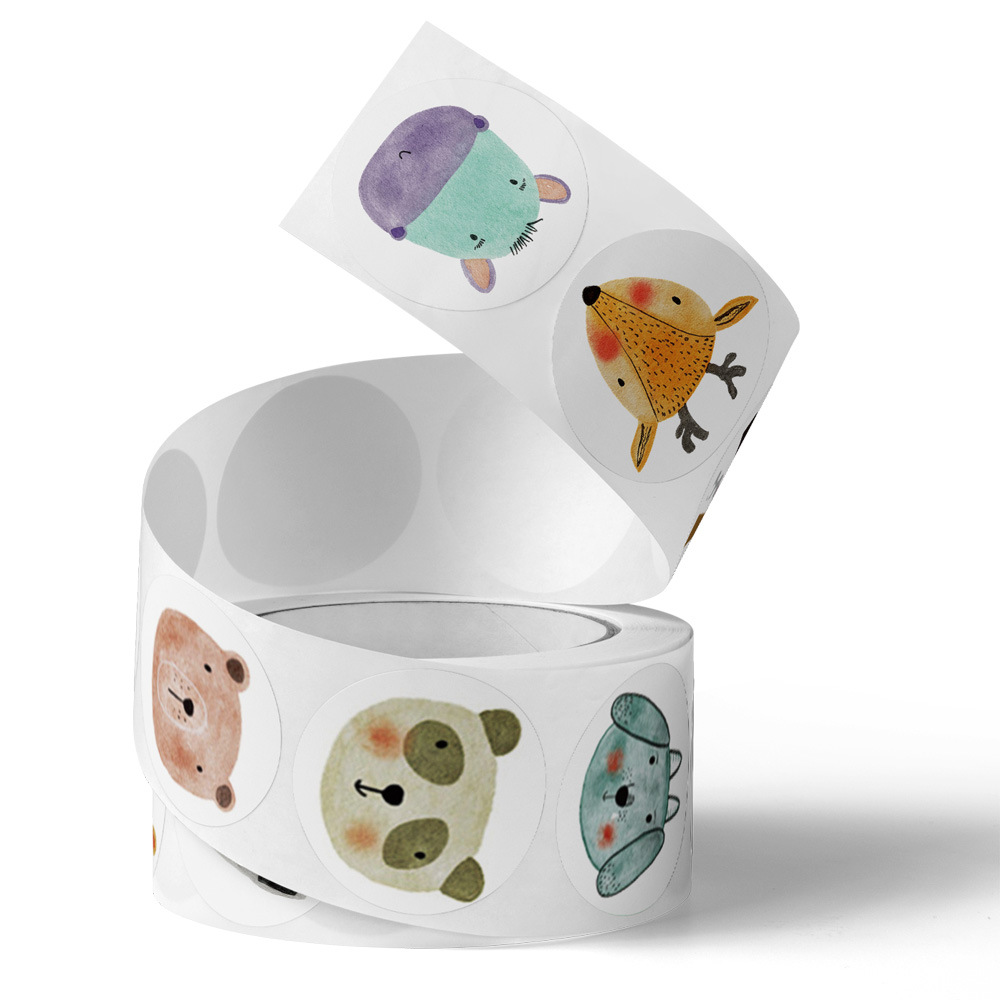 500-pcs 1 Zoll Tier Panda Katze Hund Fuchs Aufkleber Rolle für Umschlag Lob Belohnung Etikett Briefpapier Siegel Etikett Kind Spielzeug Geschenk – Detail 3