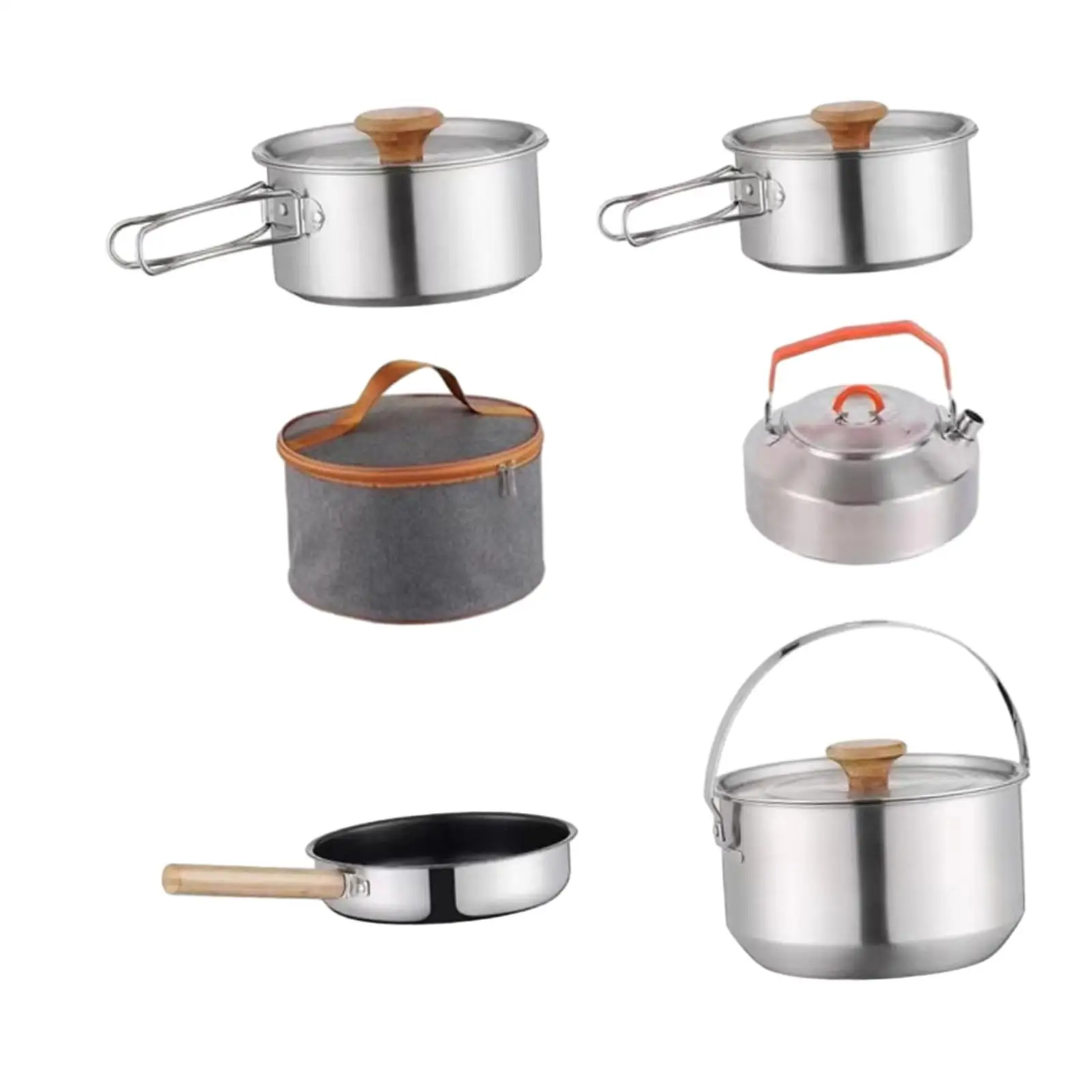Camping Cookware Kit Outdoor Pot with Storage Bag Portable Nonstick Cookset Cooking Set for Indoors Picnic Campfire Fishing