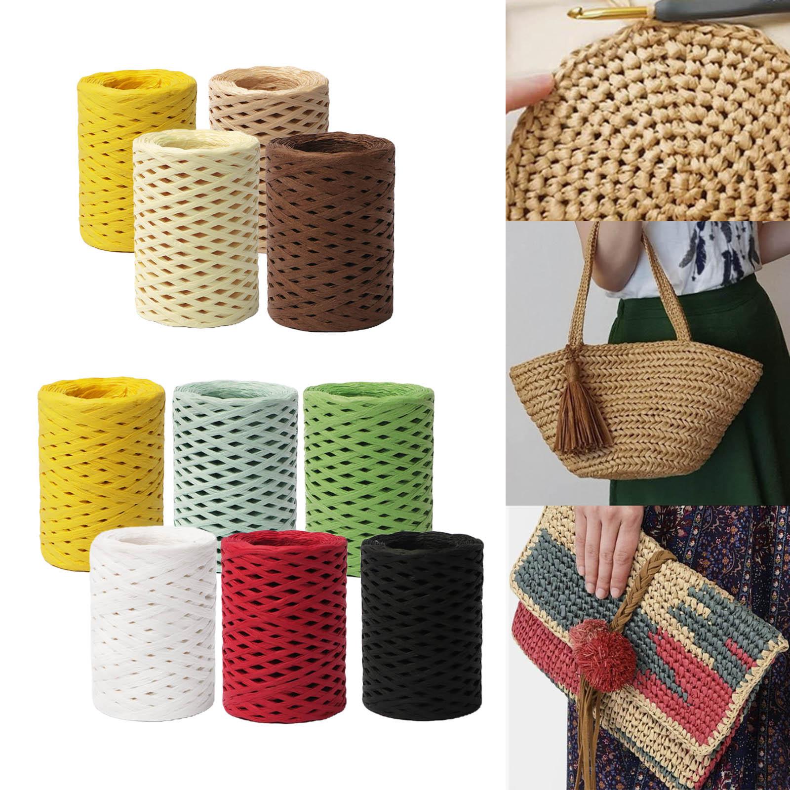 4/6rolls Raffia Paper Yarn Roll Natural Twine for Gift Wrapping Hanging Tags Festival DIY Craft Weaving Crocheting